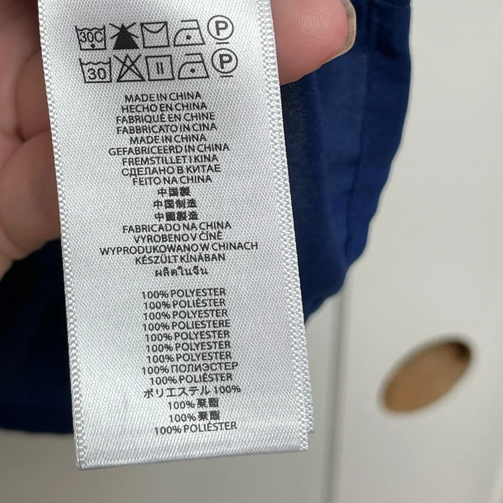☀️2/$20 Michael Kors Blue Sleeveless Boxy Blouse w Zipper Shoulder Design | EUC